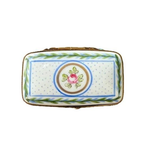 Vintage Limoges Hand-Painted Porcelain Stamp/Trinket Box – Dual Compartment - Picture 2 of 9